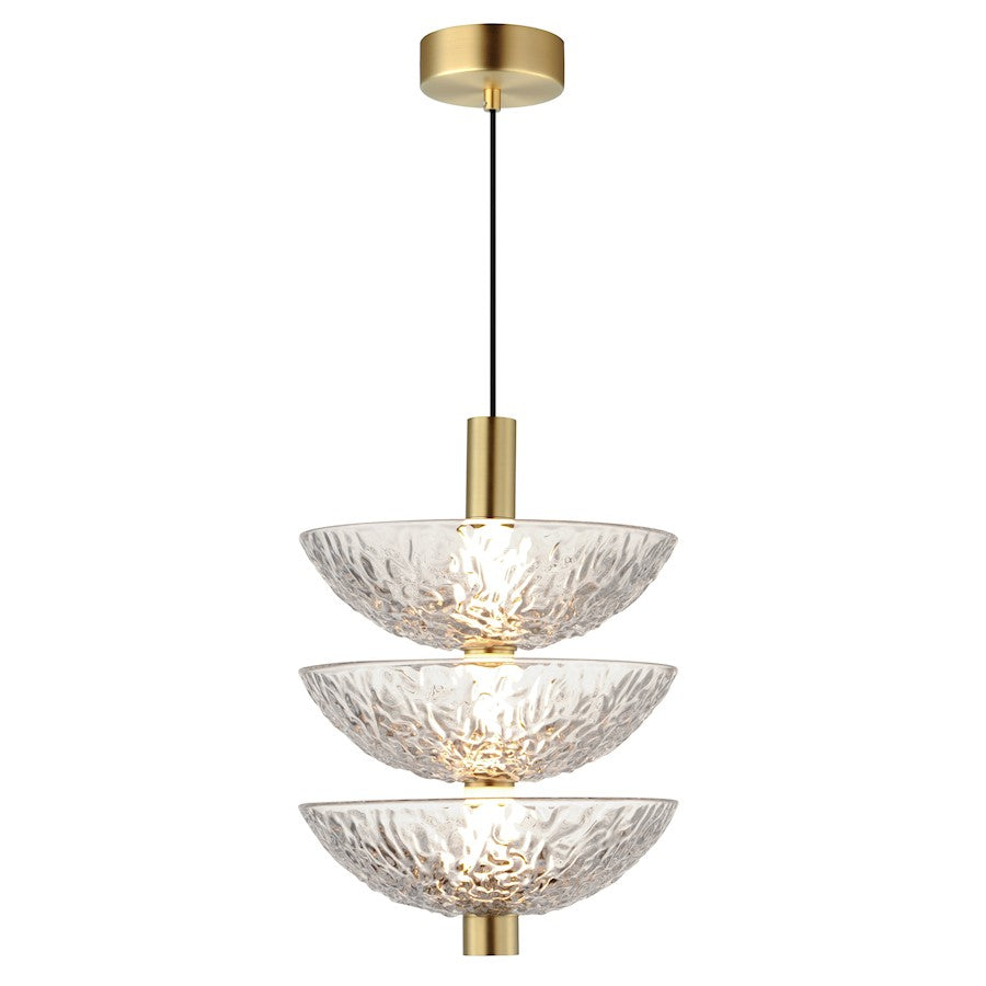 Maxim Lighting Metropolis 3 Light Pendant, Brass/Textured Clear - 24983TCSBR