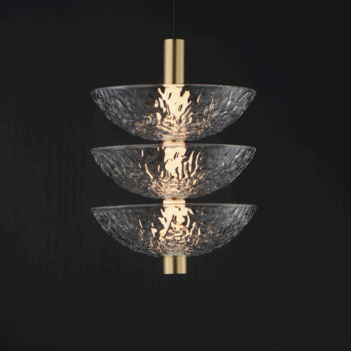 Maxim Lighting Metropolis 3 Light Pendant, Brass/Textured Clear