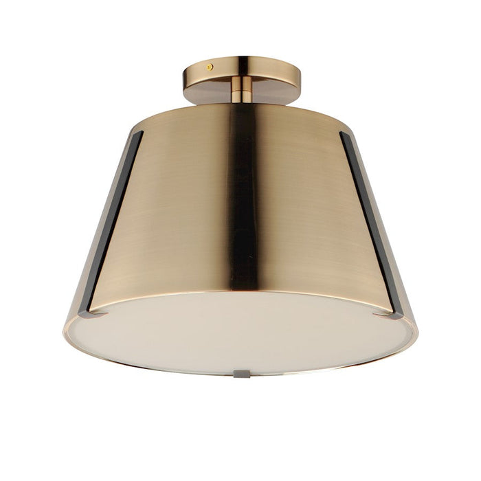 Maxim Lighting Carlo 1 Light Semi-Flush Mount, Bronze/Leather/Brass - 25170DBZHR