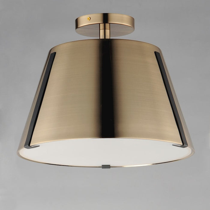 Maxim Lighting Carlo 1 Light Semi-Flush Mount, Bronze/Leather/Brass