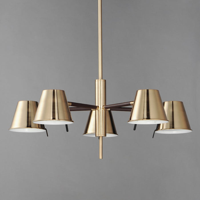 Maxim Lighting Carlo Chandelier, Dark Bronze/Leather/Brass