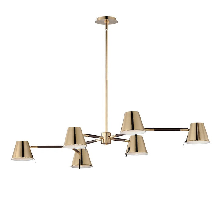 Maxim Lighting Carlo 6 Light Chandelier, Dark Bronze/Leather/Brass - 25176DBZHR