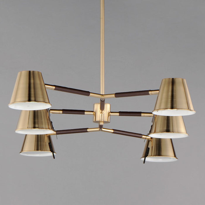 Maxim Lighting Carlo Chandelier, Dark Bronze/Leather/Brass