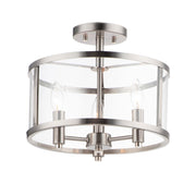 Maxim Lighting Sentinel 3-Light Semi Flush, Satin Nickel/Clear - 25250CLSN