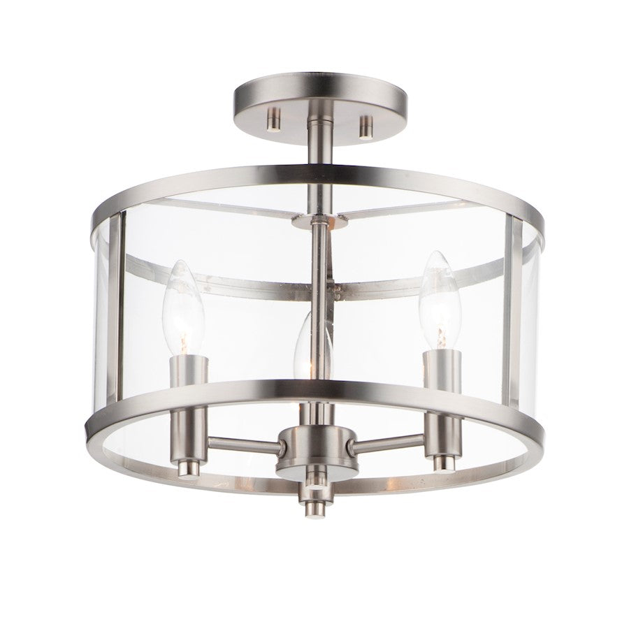 Maxim Lighting Sentinel 3-Light Semi Flush, Satin Nickel/Clear - 25250CLSN