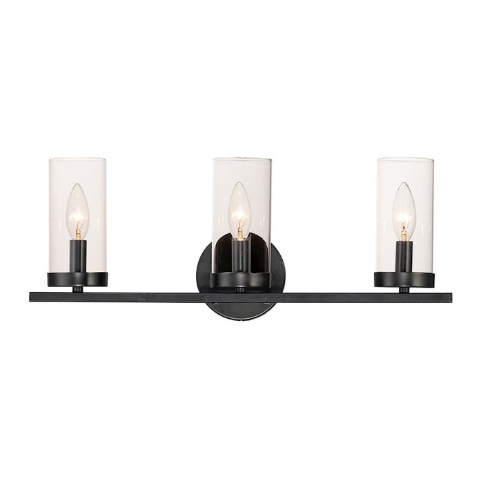 Maxim Lighting Sentinel 3-Light Bath Vanity, Black/Clear - 25257CLBK