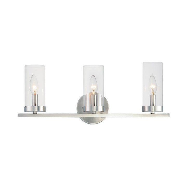 Maxim Lighting Sentinel 3-Light Bath Vanity, Satin Nickel/Clear - 25257CLSN