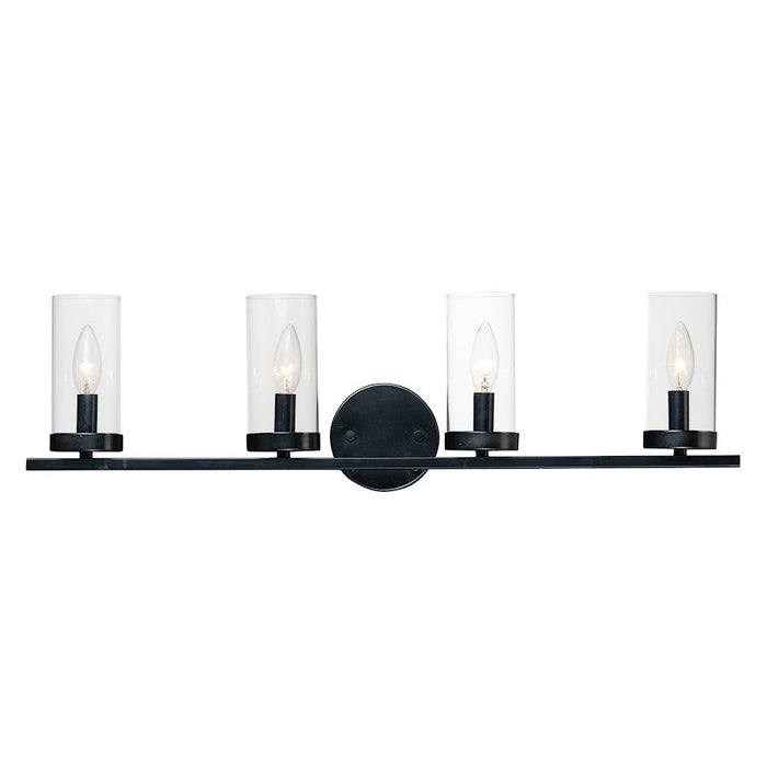 Maxim Lighting Sentinel 4-Light Bath Vanity, Black/Clear - 25258CLBK