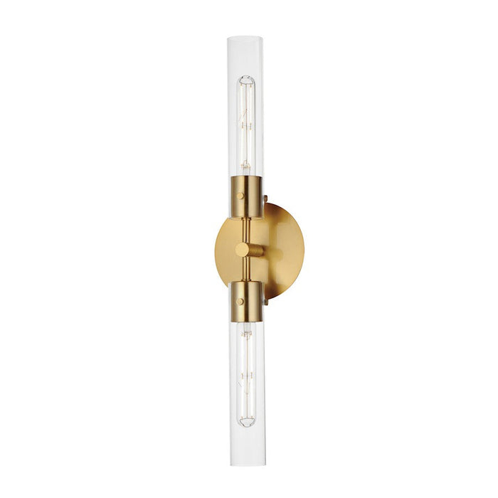 Maxim Lighting Equilibrium 2 Light Wall Sconce, Aged Brass/Clear - 26370CLNAB