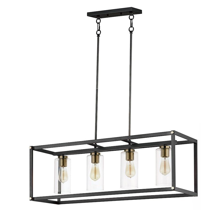 Maxim Lighting Capitol 4-Light Linear Pendant, Black/Antique Brass - 2644BKAB