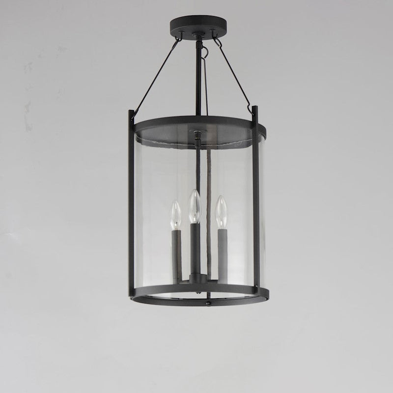Maxim Lighting Belfry 3 Light Outdoor Pendant, Black/Clear
