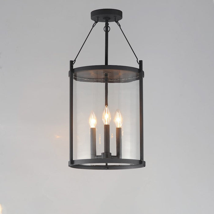 Maxim Lighting Belfry 3 Light Outdoor Pendant, Black/Clear