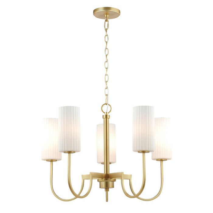 Maxim Lighting Town & Country 5 Light Chandelier, Brass/White - 32005SWSBR