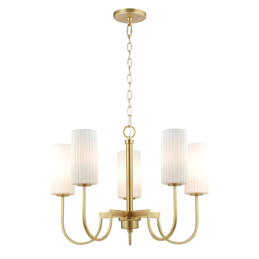 Maxim Lighting Town & Country 5 Light Chandelier, Brass/White - 32005SWSBR