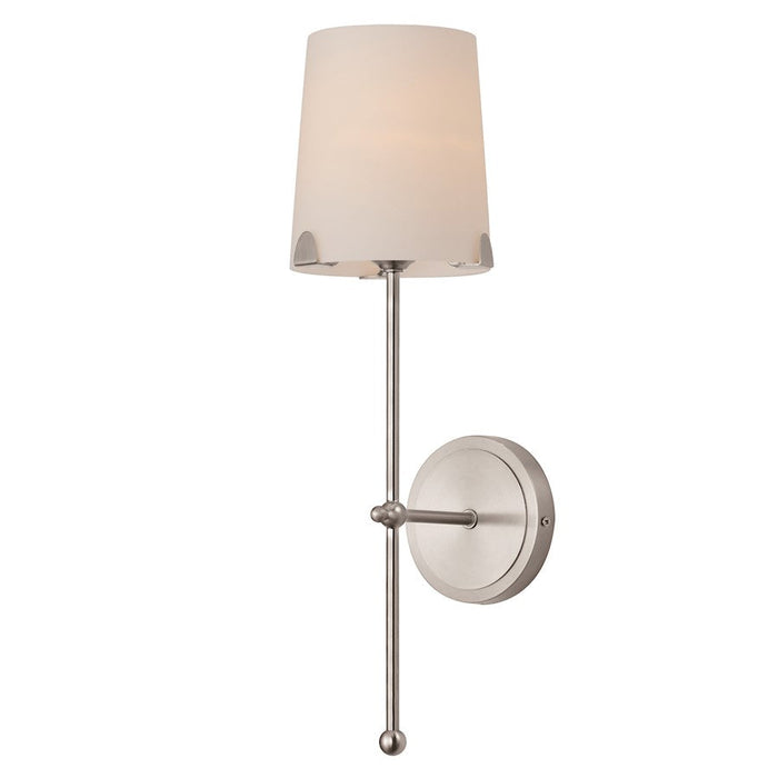 Maxim Lighting Huntington 1 Light Sconce, Satin Nickel/White - 32361WTSN