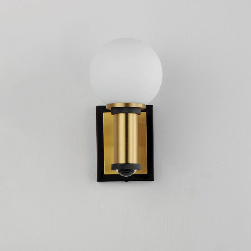 Maxim San Simeon 2 Light Wall Sconce, Black/Brass/White