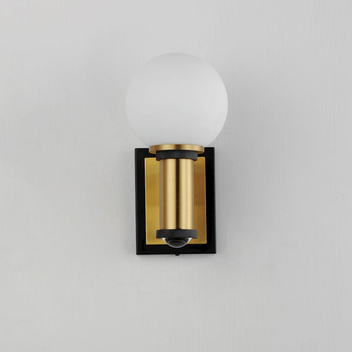 Maxim San Simeon 2 Light Wall Sconce, Black/Brass/White