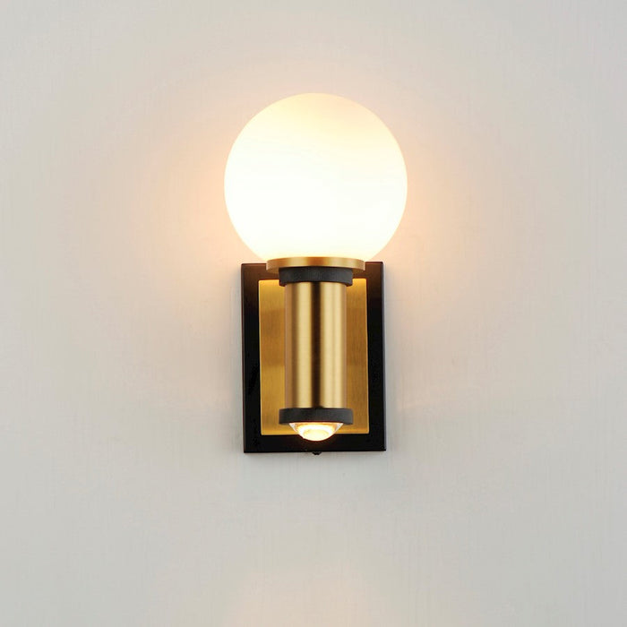 Maxim San Simeon 2 Light Wall Sconce, Black/Brass/White