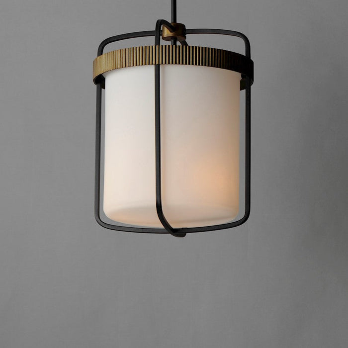 Maxim Ruffles 3 Light Pendant, Black/Antique Brass/Satin White