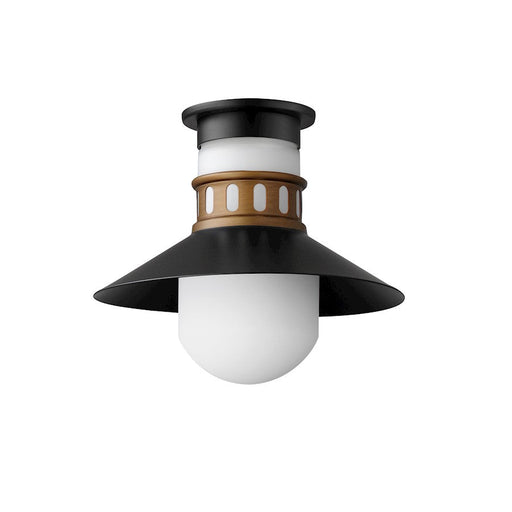 Maxim Admiralty 1 Light Outdoor Flush Mount, Black/Brass/White - 35120SWBKAB