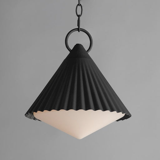 Maxim Lighting Odette 1 Light 13" Outdoor Pendant, Black/White