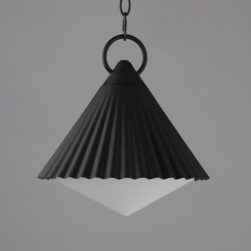 Maxim Lighting Odette 1 Light 13" Outdoor Pendant, Black/White