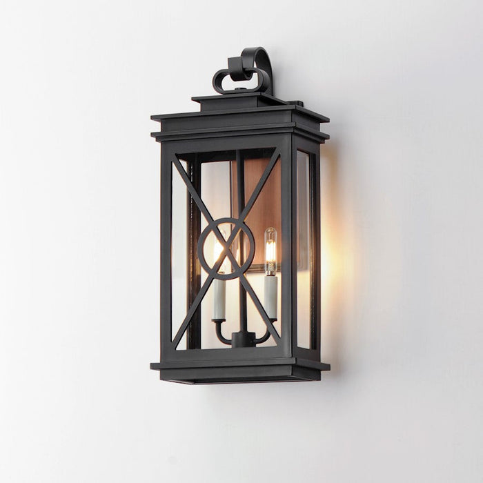 Maxim Yorktown Vx 2 Light Outdoor Wall Mount, Black/Copper/Clear