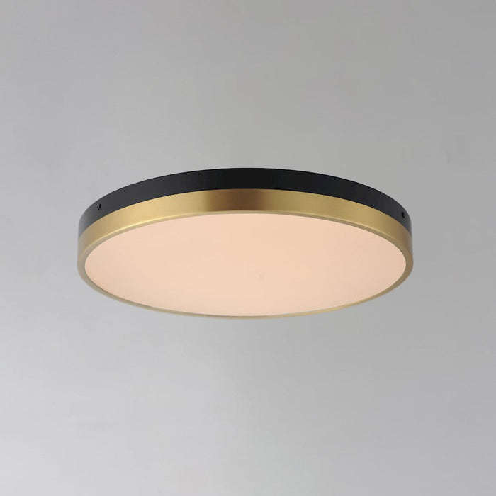 Maxim Dapper 1 Light Flush Mount, Black/Antique Brass/White