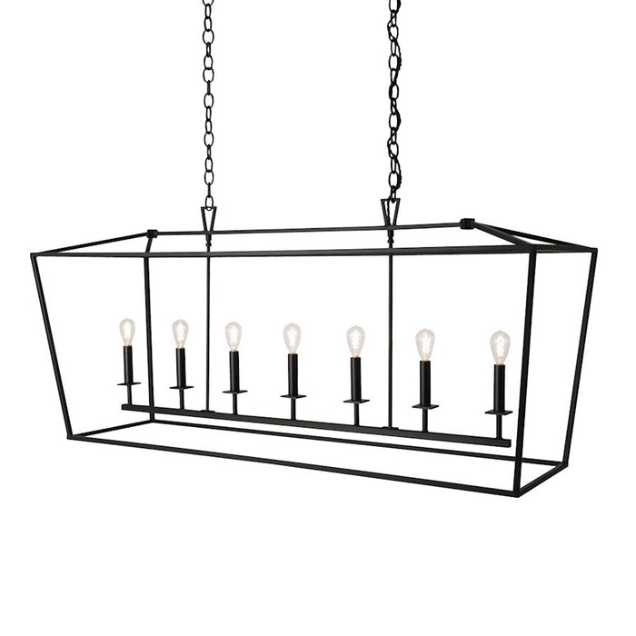 Norwell Lighting 7 Light Linear Cage Pendant, Matte Black - 1083-MB-NG