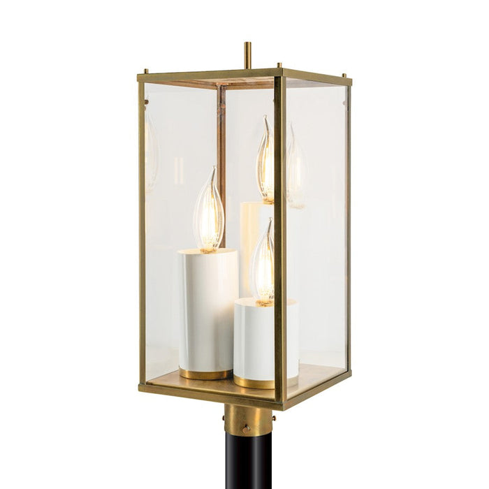 Norwell Lighting Back Bay 3 Light Post Lantern, Aged Brass - 1152-AG-CL