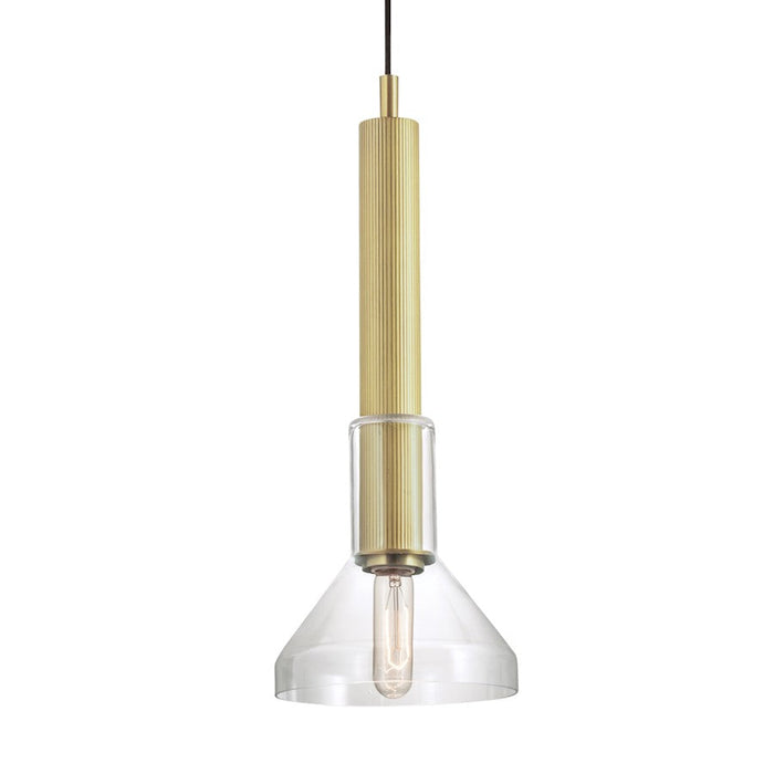Norwell Lighting Funnel 1 Light Pendant, Satin Brass - 5386-SB-CL