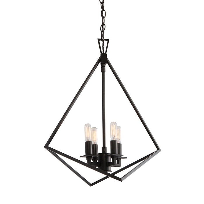 Norwell Lighting Trapezoid Cage 4 Light Chandelierg, Matte Black - 5388-MB-NG