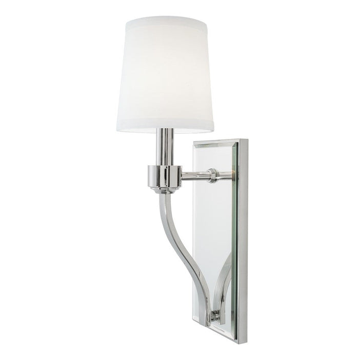 Norwell Lighting Roule Mirror 1 Light Sconce, Polish Nickel/White - 5611-PN-WS