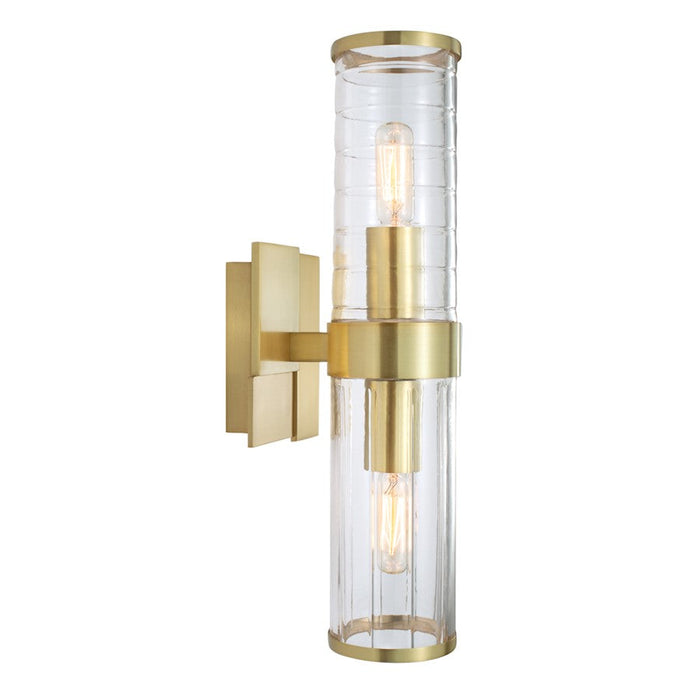 Norwell Lighting Stripe 2 Light Sconce, Satin Brass - 8149-SB-CL