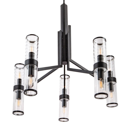 Norwell Lighting Stripe 10 Light Chandelier, Matte Black - 8150-MB-CL