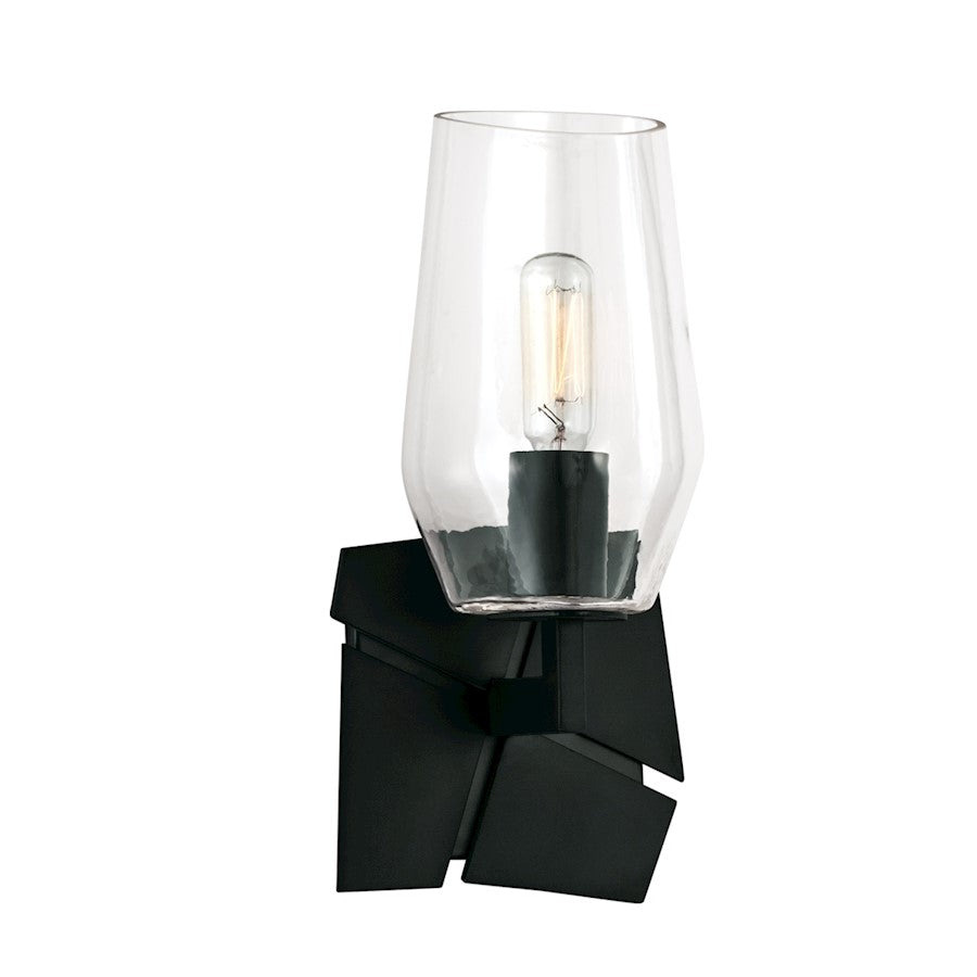 Norwell Lighting Gaia 1 Light Sconce, Acid Dipped Black - 8161-MB-CL