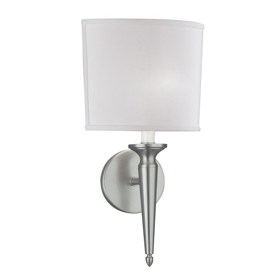 Norwell Lighting Georgetown Ada 1 Light Sconce, Brush Nickel/White - 8213-BN-WS