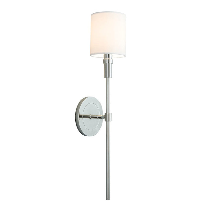 Norwell Lighting Zavier Candlestick 1 Light Sconce, P-Nickel/White - 8221-PN-WS