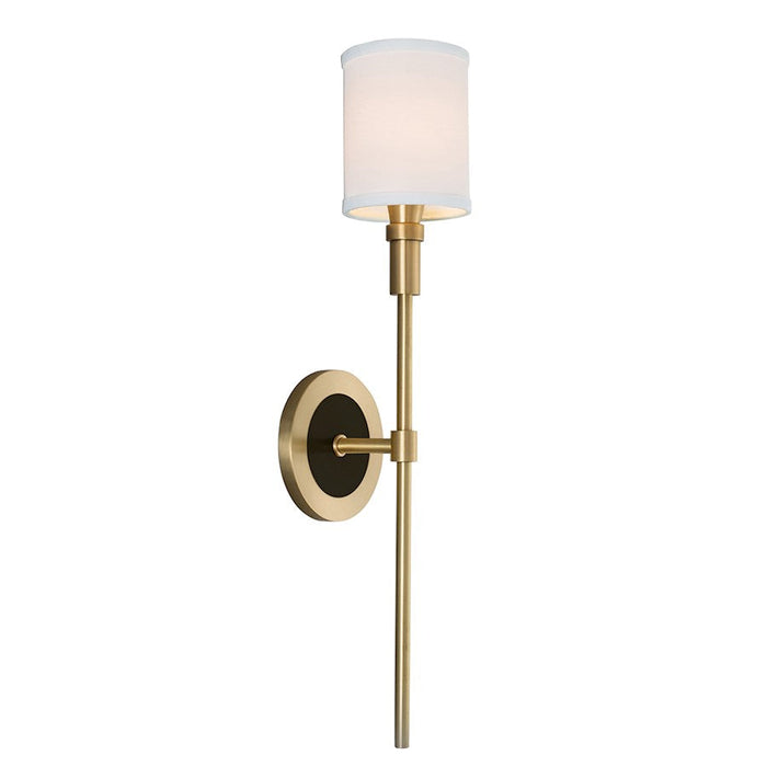 Norwell Lighting Zavier Candlestick 1 Light Sconce, Brass/BK/WH - 8221-SBMB-WS