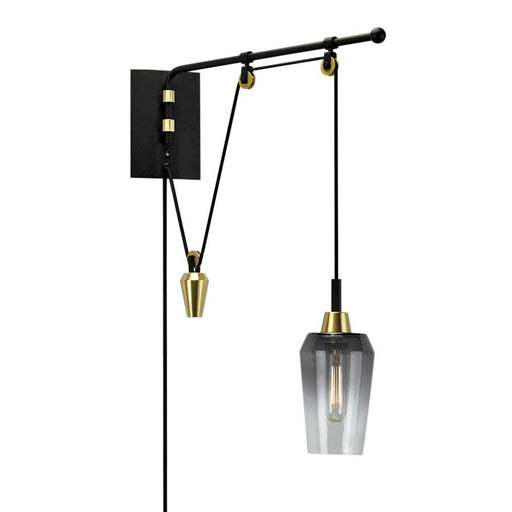 Norwell Lighting Vulcan Swing Arm 1 Light Sconce, Black/Brass - 8477-MBSB-BC