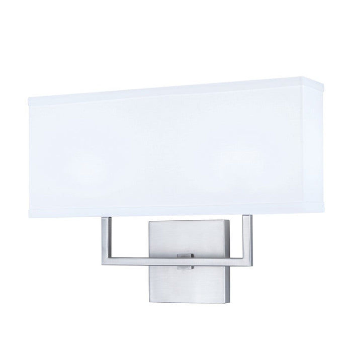 Norwell Lighting Maxwell 2 Light Sconce, Brush Nickel/White - 8986-BN-WS