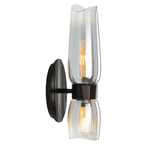Norwell Lighting Flame 2 Light Sconce, Matte Black - 9760-MB-CLGR