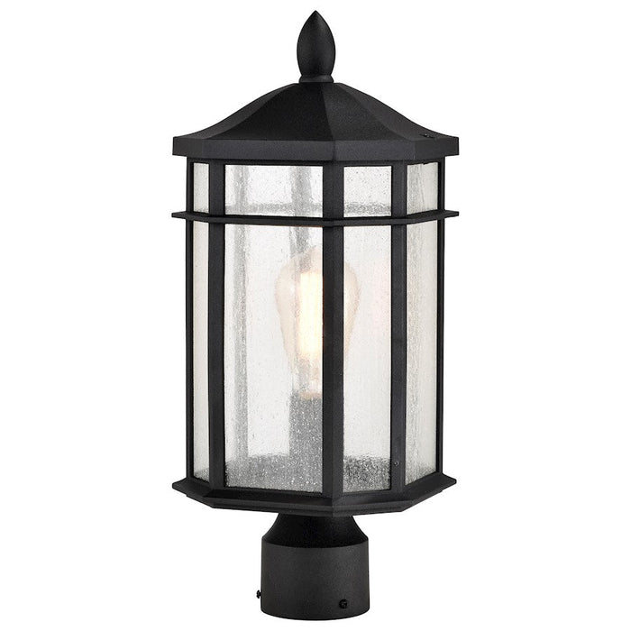 Nuvo Lighting Raiden 1 Light Outdoor Post Lantern, Black/Clear Seeded - 60-5758