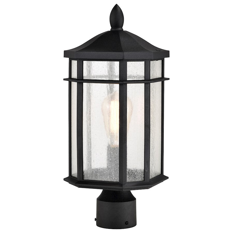 Nuvo Lighting Raiden 1 Light Outdoor Post Lantern, Black/Clear Seeded - 60-5758