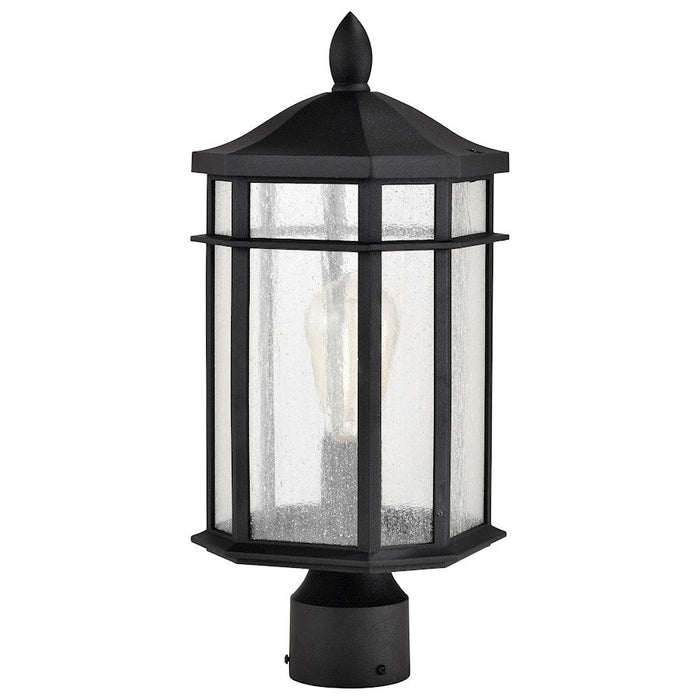 Nuvo Lighting Raiden 1 Light Outdoor Post Lantern, Black/Clear Seeded