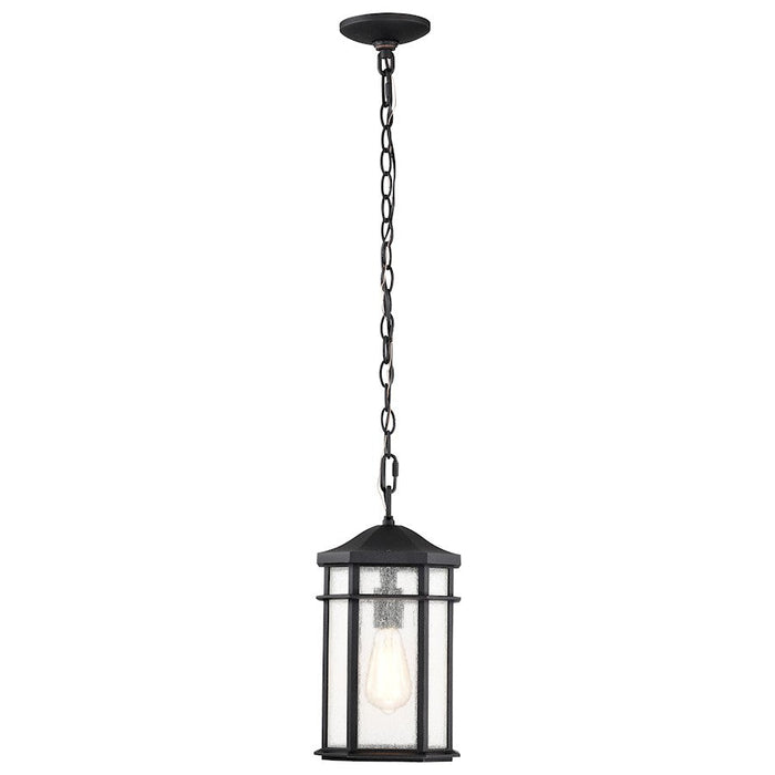 Nuvo Lighting Raiden 1 Light Outdoor Hanging Lantern, Black/Seeded