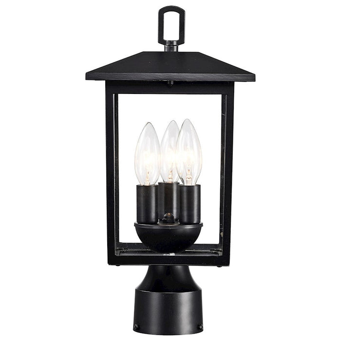 Nuvo Lighting Jamesport 3 Light Outdoor Post Lantern, Black/Clear