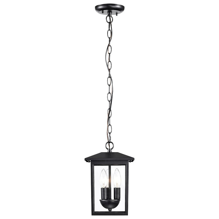 Nuvo Lighting Jamesport 3 Light Outdoor Hanging Lantern, Blac/Clear