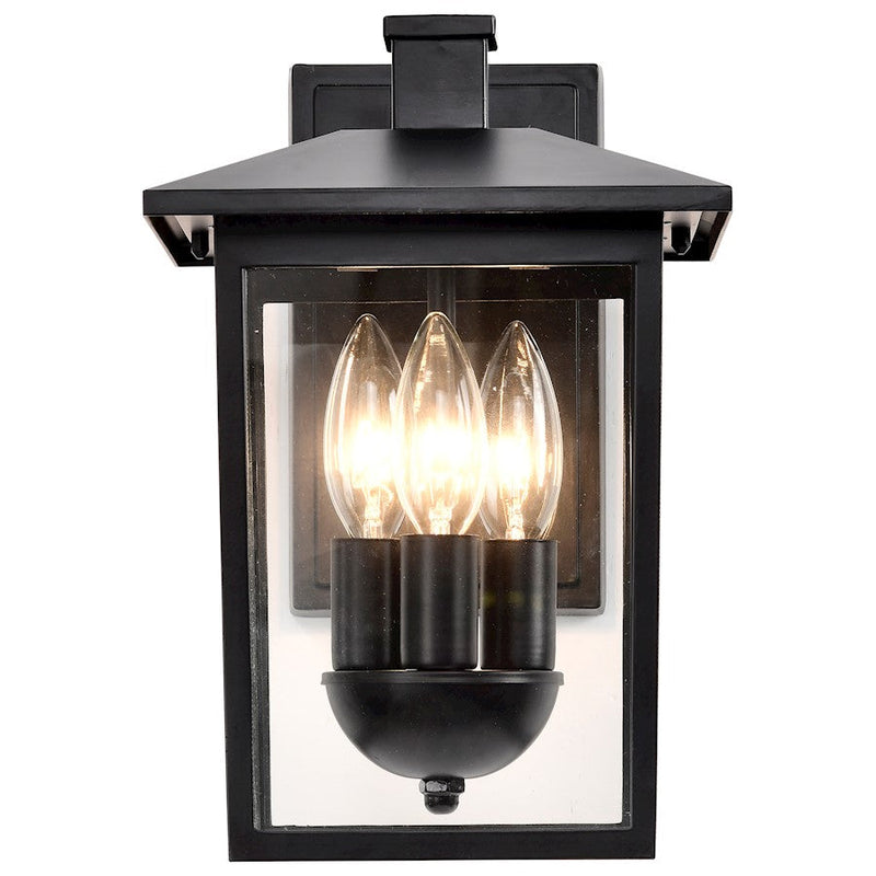 Nuvo Lighting Jamesport 3-Light Outdoor Wall Lantern | Transitional Matte Black and Clear Glass | Covered Patios & Entryways | 9 x 8 x 11 | Model 60-5934