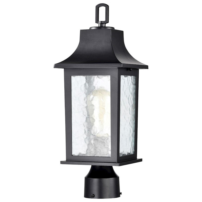 Nuvo Stillwell 1-Light Outdoor Post Lantern | Transitional Matte Black and Water Glass | Walkway, Driveway & Patio | 6 x 6 x 17 in | Model 60-5957